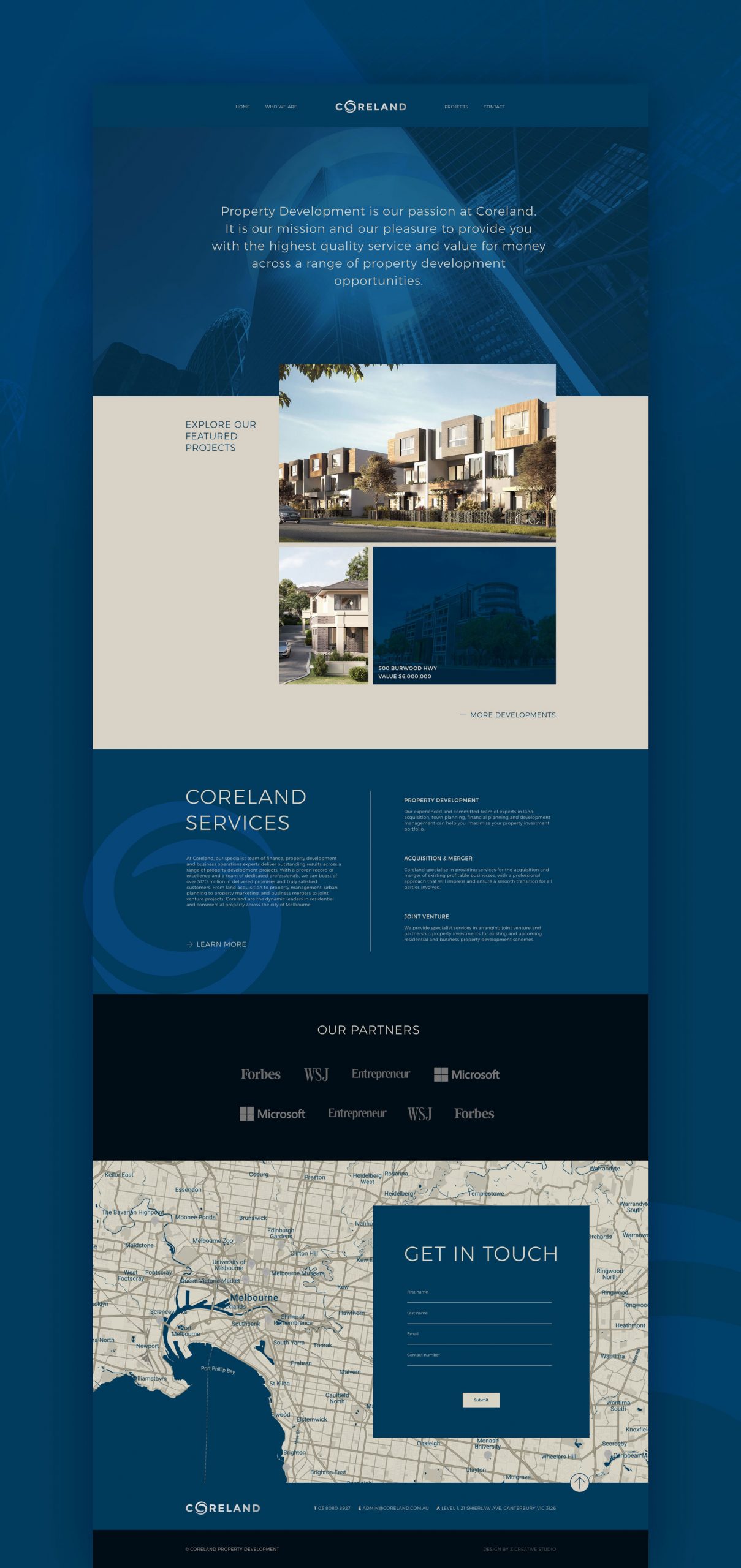 property developer webdesign by Z Creative Studio Branding & Graphic Design Melbourne
